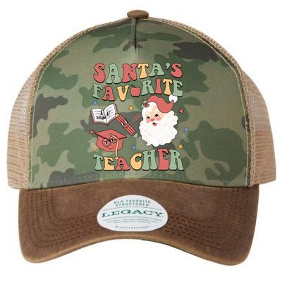 Retro Teacher Christmas Santas Favorite Teacher Holiday Xmas Great Gift Legacy Tie Dye Trucker Hat