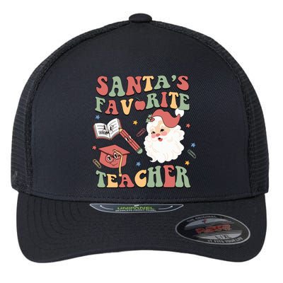 Retro Teacher Christmas Santas Favorite Teacher Holiday Xmas Great Gift Flexfit Unipanel Trucker Cap