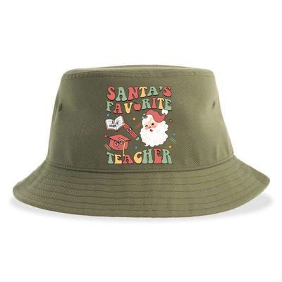 Retro Teacher Christmas Santas Favorite Teacher Holiday Xmas Great Gift Sustainable Bucket Hat