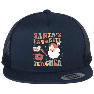 Retro Teacher Christmas Santas Favorite Teacher Holiday Xmas Great Gift Flat Bill Trucker Hat