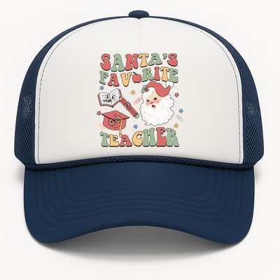 Retro Teacher Christmas Santas Favorite Teacher Holiday Xmas Great Gift Trucker Hat