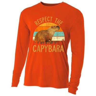 Respect The Capybara Animal Funny Capybara Lover Cooling Performance Long Sleeve Crew