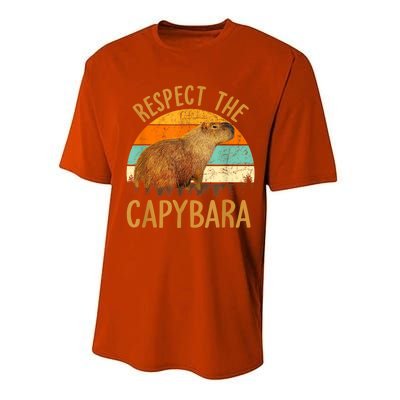 Respect The Capybara Animal Funny Capybara Lover Performance Sprint T-Shirt