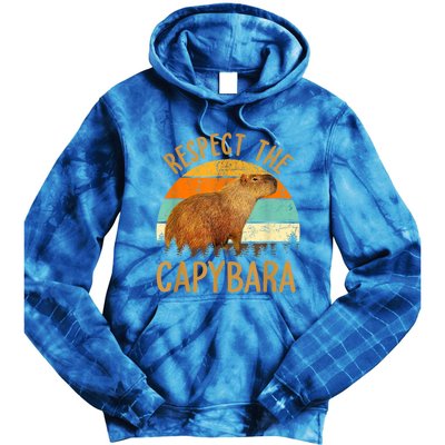 Respect The Capybara Animal Funny Capybara Lover Tie Dye Hoodie