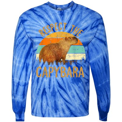 Respect The Capybara Animal Funny Capybara Lover Tie-Dye Long Sleeve Shirt