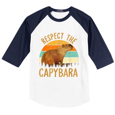 Respect The Capybara Animal Funny Capybara Lover Baseball Sleeve Shirt