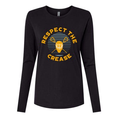 Respect The Crease Lacrosse Goalie Womens Cotton Relaxed Long Sleeve T-Shirt