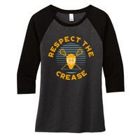 Respect The Crease Lacrosse Goalie Women's Tri-Blend 3/4-Sleeve Raglan Shirt