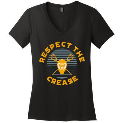 Respect The Crease Lacrosse Goalie Women's V-Neck T-Shirt