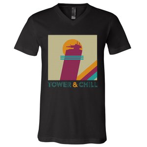 Retro Tower & Chill Gamer Titan Hunter Warlock V-Neck T-Shirt