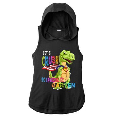 Ready To Crush Kindergarten 2035 Dinosaur Back To School Ladies PosiCharge Tri-Blend Wicking Draft Hoodie Tank