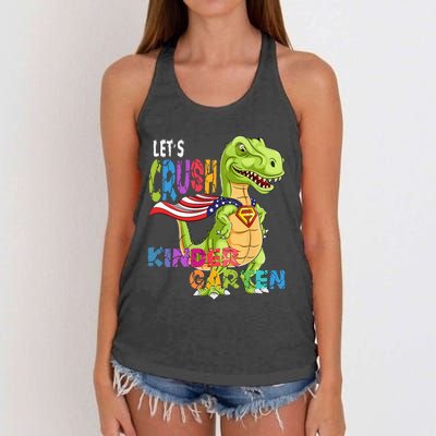 Ready To Crush Kindergarten 2035 Dinosaur Back To School Women's Knotted Racerback Tank