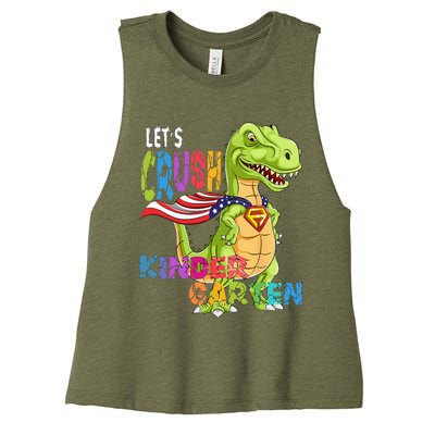 Ready To Crush Kindergarten 2035 Dinosaur Back To School Women's Racerback Cropped Tank