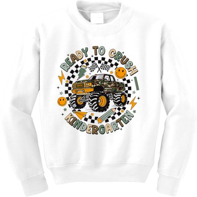 Ready To Crush Kindergarten Retro Checkered Back To School Kids Sweatshirt