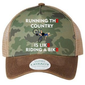 Running The Country Is Like Riding A Bike Biden Falling Meme Legacy Tie Dye Trucker Hat