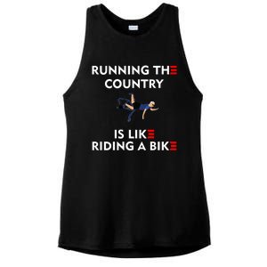 Running The Country Is Like Riding A Bike Biden Falling Meme Ladies PosiCharge Tri-Blend Wicking Tank