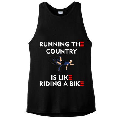 Running The Country Is Like Riding A Bike Biden Falling Meme Ladies PosiCharge Tri-Blend Wicking Tank