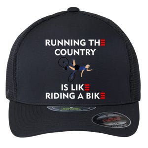 Running The Country Is Like Riding A Bike Biden Falling Meme Flexfit Unipanel Trucker Cap