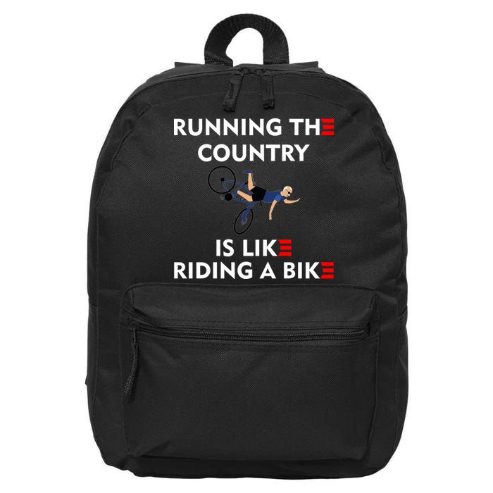 Running The Country Is Like Riding A Bike Biden Falling Meme 16 in Basic Backpack