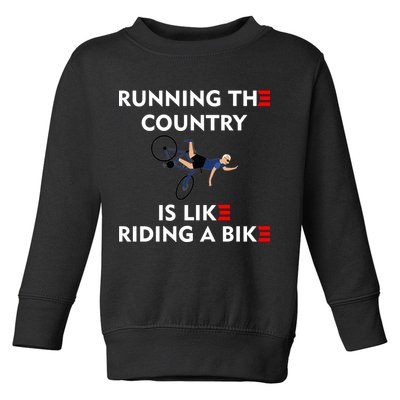 Running The Country Is Like Riding A Bike Biden Falling Meme Toddler Sweatshirt
