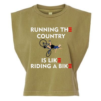 Running The Country Is Like Riding A Bike Biden Falling Meme Garment-Dyed Women's Muscle Tee