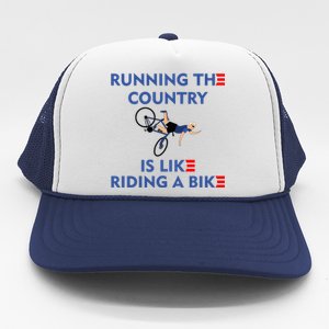 Running The Country Is Like Riding A Bike Biden Falling Meme Trucker Hat