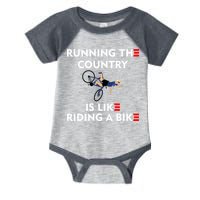 Running The Country Is Like Riding A Bike Biden Falling Meme Infant Baby Jersey Bodysuit