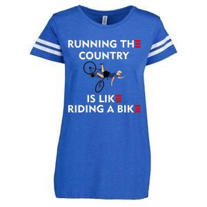 Running The Country Is Like Riding A Bike Biden Falling Meme Enza Ladies Jersey Football T-Shirt