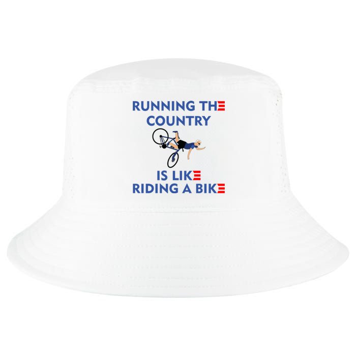 Running The Country Is Like Riding A Bike Biden Falling Meme Cool Comfort Performance Bucket Hat