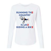 Running The Country Is Like Riding A Bike Biden Falling Meme Womens Cotton Relaxed Long Sleeve T-Shirt