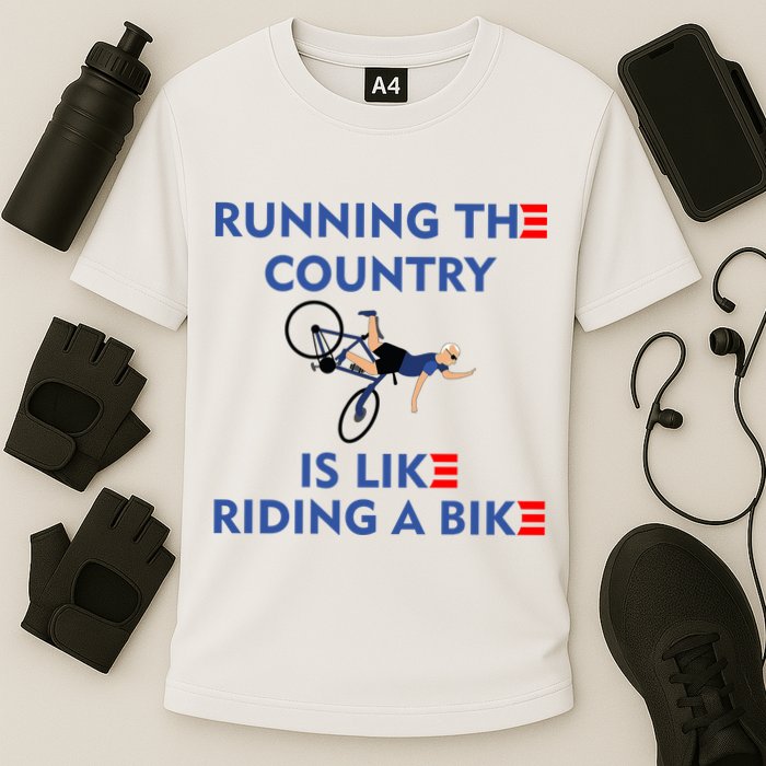 Running The Country Is Like Riding A Bike Biden Falling Meme Performance Shirt