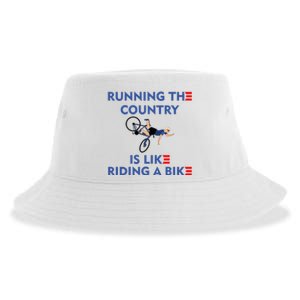 Running The Country Is Like Riding A Bike Biden Falling Meme Sustainable Bucket Hat