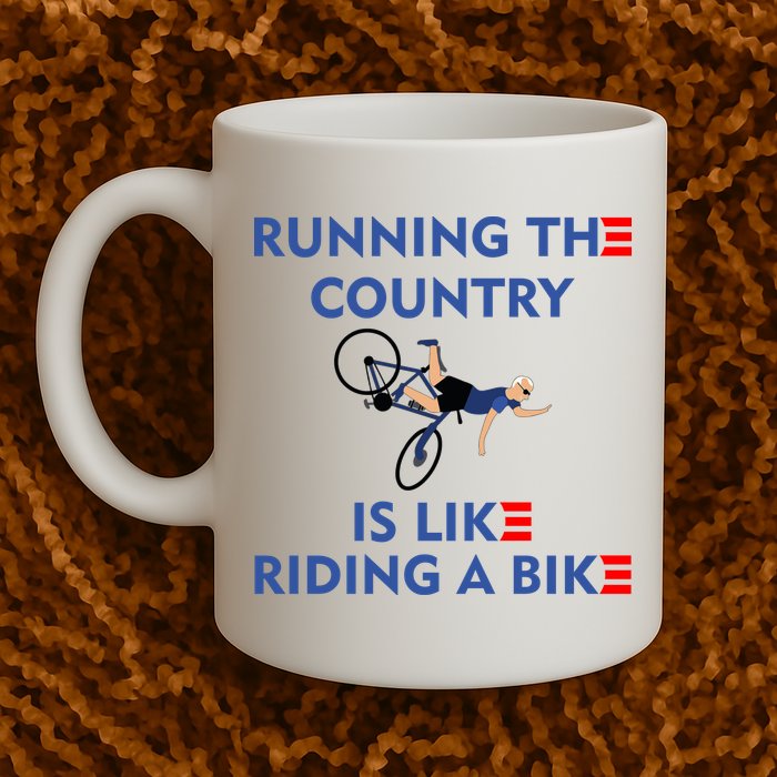 Running The Country Is Like Riding A Bike Biden Falling Meme Mug