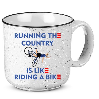 Running The Country Is Like Riding A Bike Biden Falling Meme 15oz Campfire Ceramic Mug