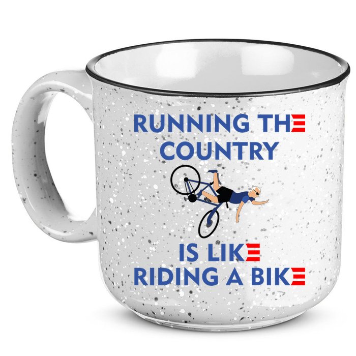 Running The Country Is Like Riding A Bike Biden Falling Meme 15oz Campfire Ceramic Mug