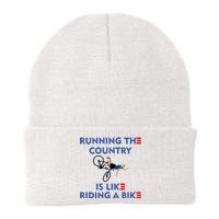 Running The Country Is Like Riding A Bike Biden Falling Meme Knit Cap Winter Beanie