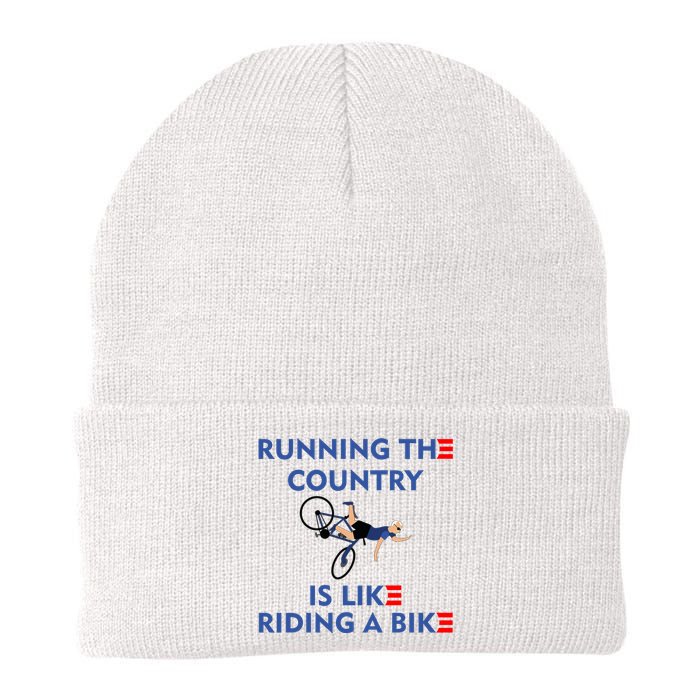 Running The Country Is Like Riding A Bike Biden Falling Meme Knit Cap Winter Beanie