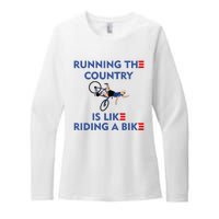 Running The Country Is Like Riding A Bike Biden Falling Meme Womens CVC Long Sleeve Shirt