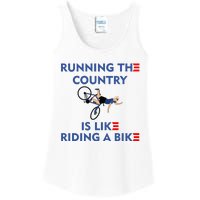 Running The Country Is Like Riding A Bike Biden Falling Meme Ladies Essential Tank