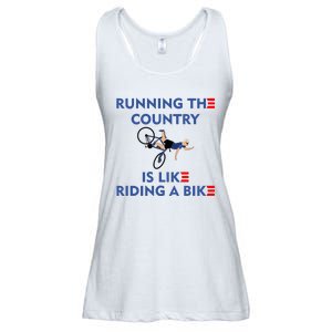 Running The Country Is Like Riding A Bike Biden Falling Meme Ladies Essential Flowy Tank