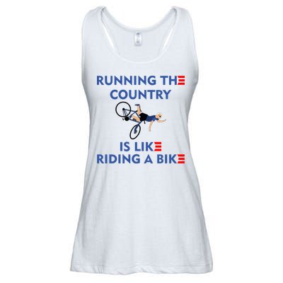 Running The Country Is Like Riding A Bike Biden Falling Meme Ladies Essential Flowy Tank