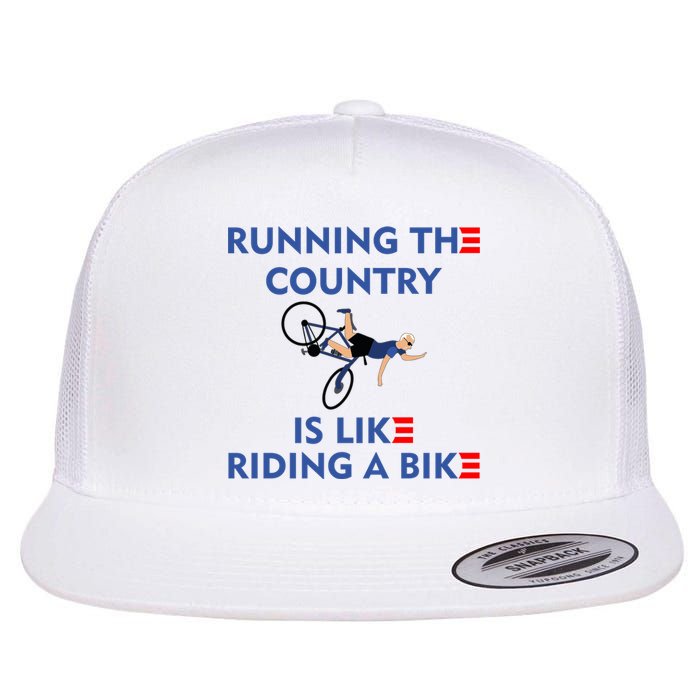 Running The Country Is Like Riding A Bike Biden Falling Meme Flat Bill Trucker Hat