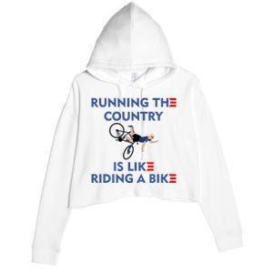 Running The Country Is Like Riding A Bike Biden Falling Meme Crop Fleece Hoodie