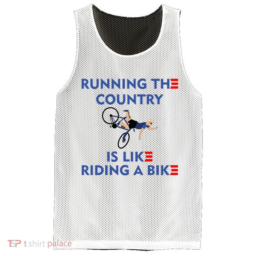 Running The Country Is Like Riding A Bike Biden Falling Meme Mesh Reversible Basketball Jersey Tank