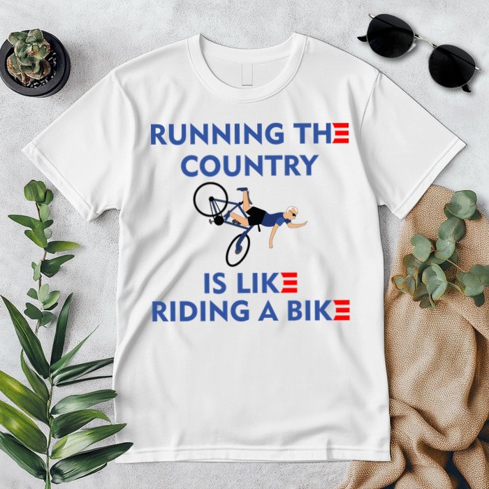 Running The Country Is Like Riding A Bike Biden Falling Meme Premium T-Shirt