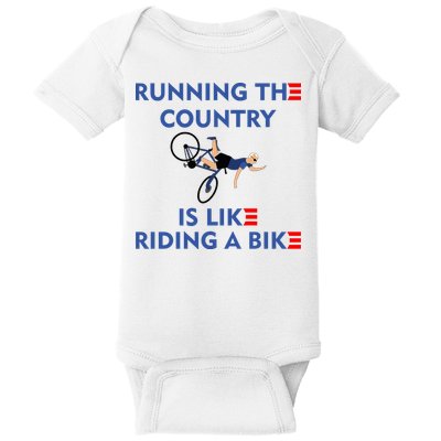 Running The Country Is Like Riding A Bike Biden Falling Meme Baby Bodysuit