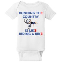 Running The Country Is Like Riding A Bike Biden Falling Meme Baby Bodysuit
