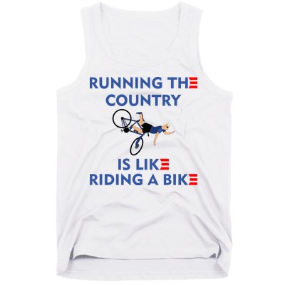 Running The Country Is Like Riding A Bike Biden Falling Meme Tank Top