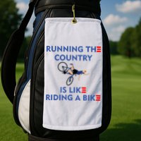 Running The Country Is Like Riding A Bike Biden Falling Meme Golf Towel