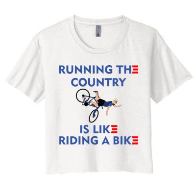Running The Country Is Like Riding A Bike Biden Falling Meme Crop Top